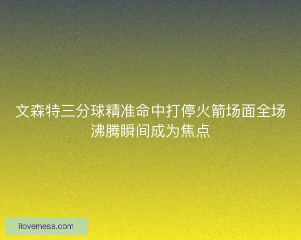 文森特三分球精准命中打停火箭场面全场沸腾瞬间成为焦点